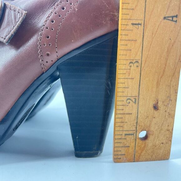 Sofft Womens Leather Bootie Heels Wingtip Buckle Strap Brown Size 7.5 M - Picture 5 of 15